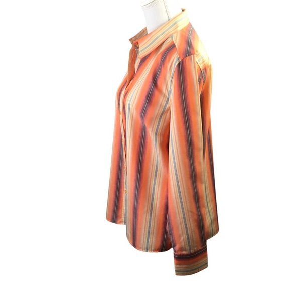 Eterna Excellent Cotton Striped Women's Top Blouse Button Front EUR Size 42 US L - Picture 2 of 10